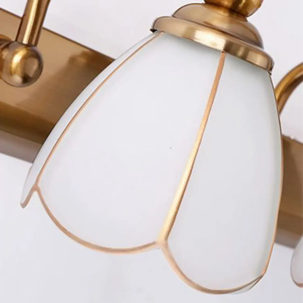 Elegant Gold Bathroom Vanity Light Frosted Floral Glass Shade