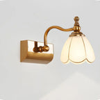Elegant Gold Bathroom Vanity Light Frosted Floral Glass Shade