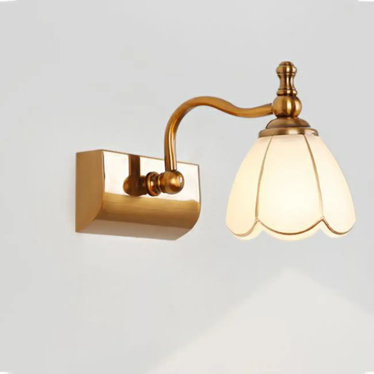 Elegant Gold Bathroom Vanity Light Frosted Floral Glass Shade