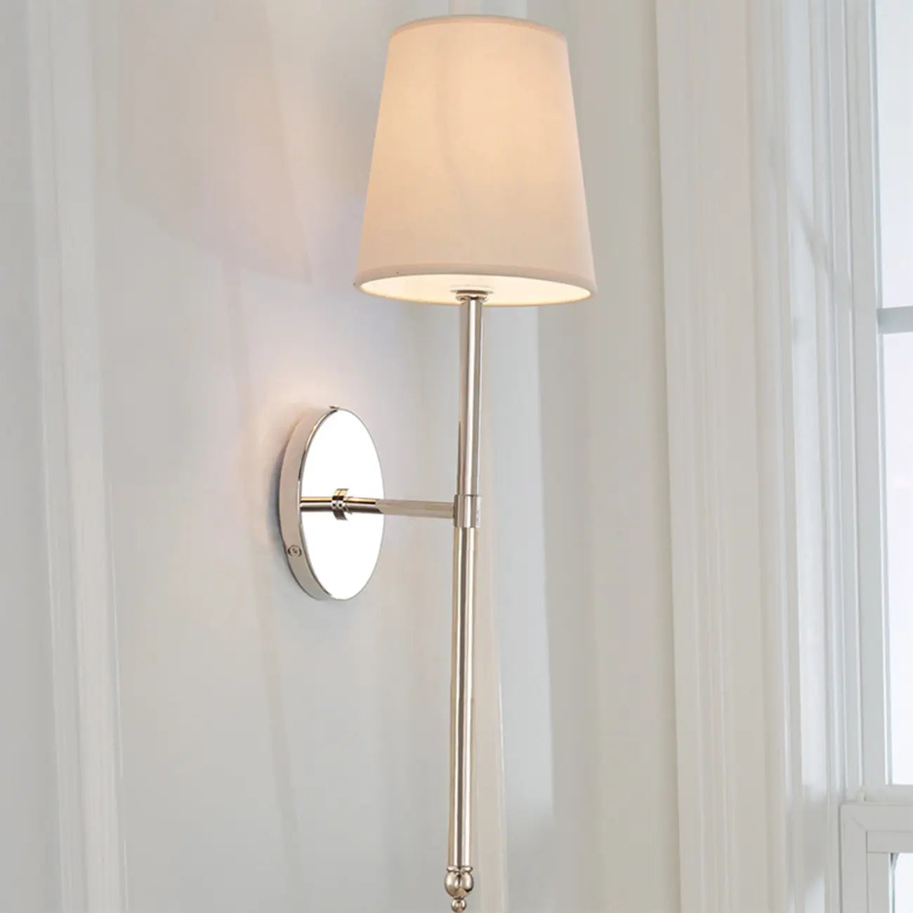 Cylinder LED Wall Sconce with Fabric Shade for Residential Use