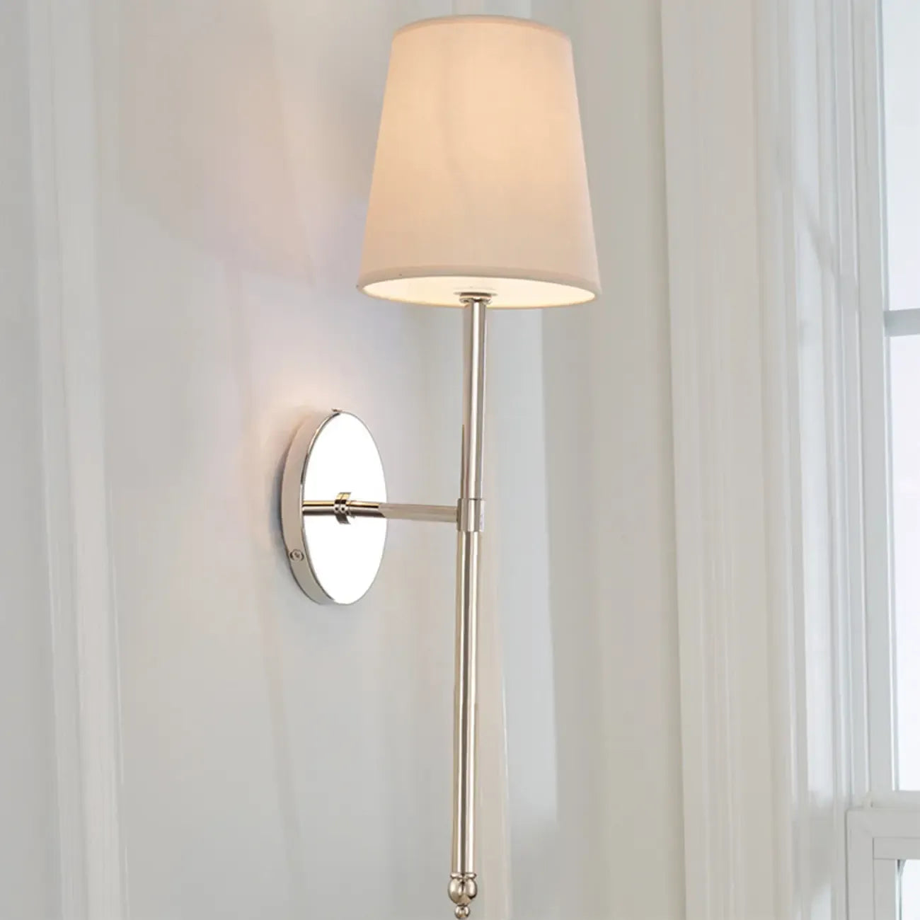 Cylinder LED Wall Sconce with Fabric Shade for Residential Use
