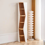 Modern White Natural Wood Geometric Square Storage Cabinet