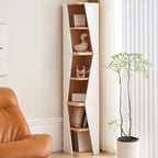 Modern White Natural Wood Geometric Square Storage Cabinet