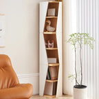 Modern White Natural Wood Geometric Square Storage Cabinet