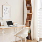 Modern White Natural Wood Geometric Square Storage Cabinet