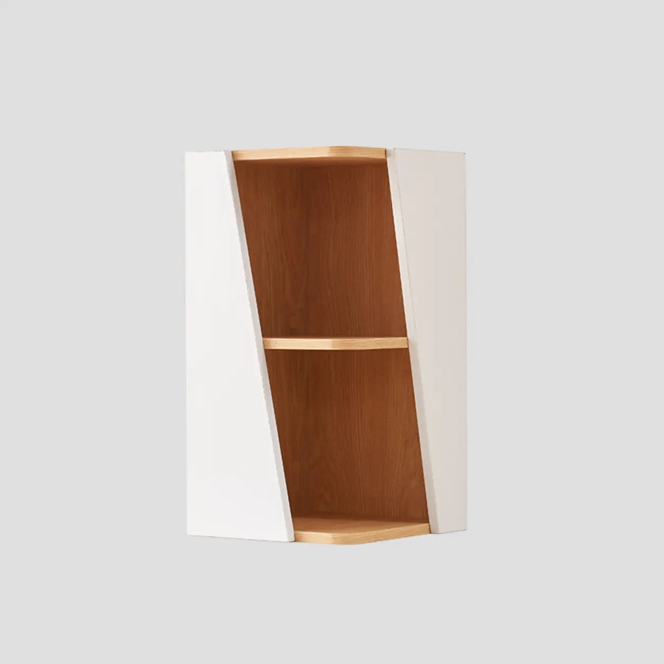 Modern White Natural Wood Geometric Square Storage Cabinet