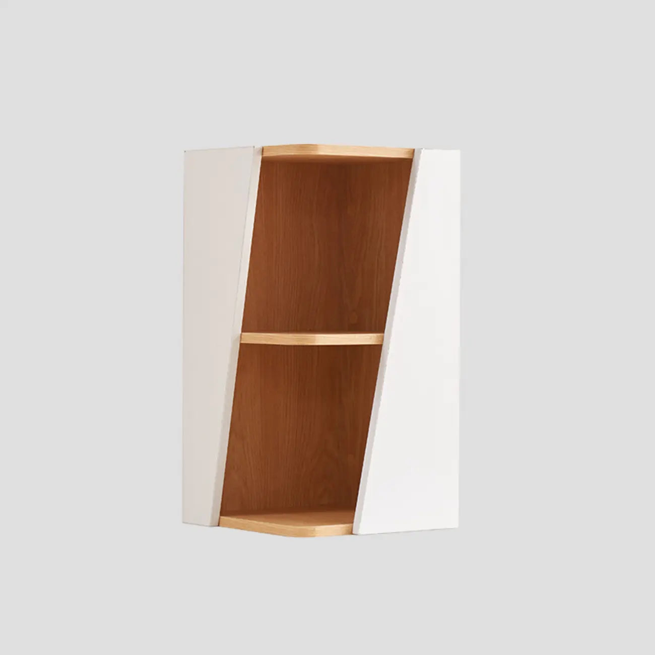 Modern White Natural Wood Geometric Square Storage Cabinet