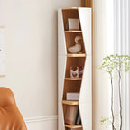 Modern White Natural Wood Geometric Square Storage Cabinet