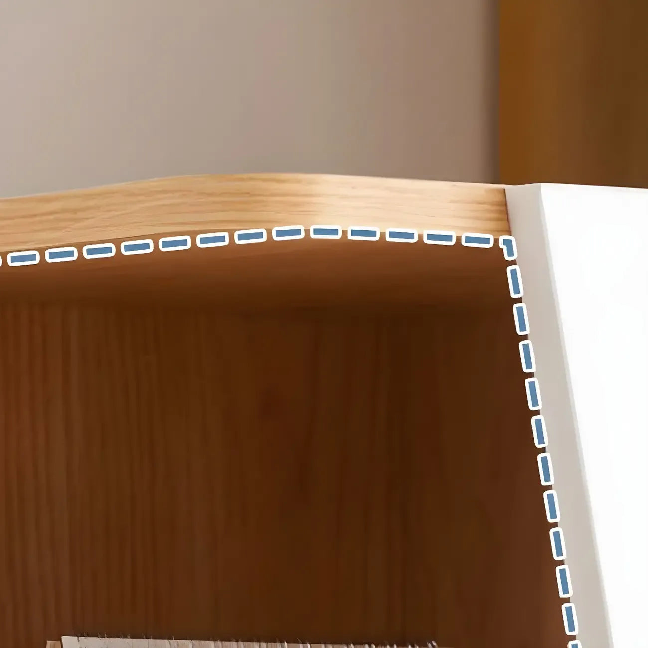 Modern White Natural Wood Geometric Square Storage Cabinet