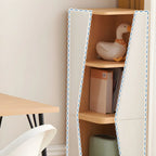 Modern White Natural Wood Geometric Square Storage Cabinet