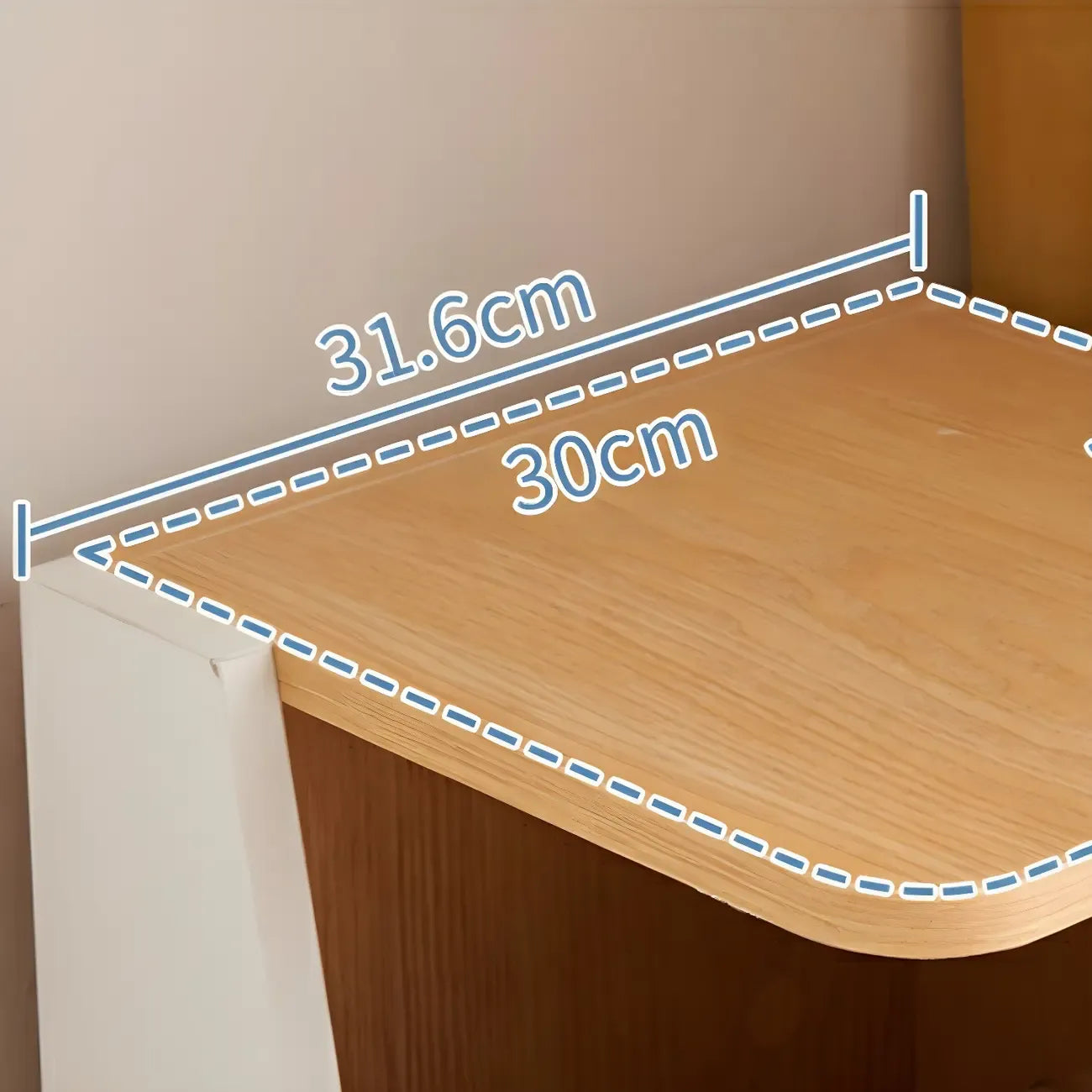 Modern White Natural Wood Geometric Square Storage Cabinet