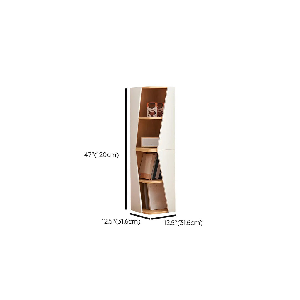 Modern White Natural Wood Geometric Square Storage Cabinet