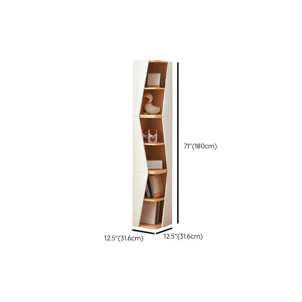 Modern White Natural Wood Geometric Square Storage Cabinet