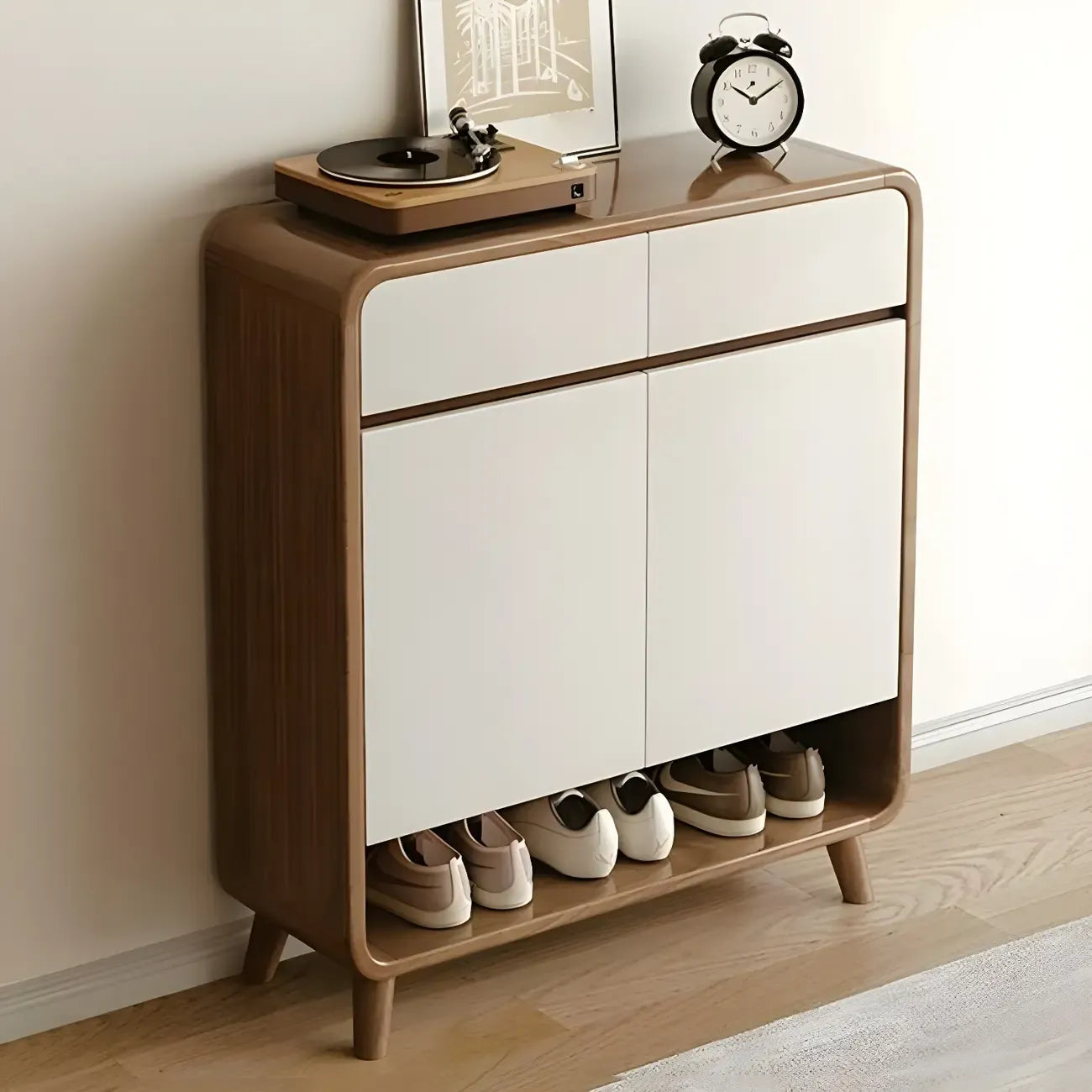 Modern Wood Hallway Medium Shoe Storage Cabinet