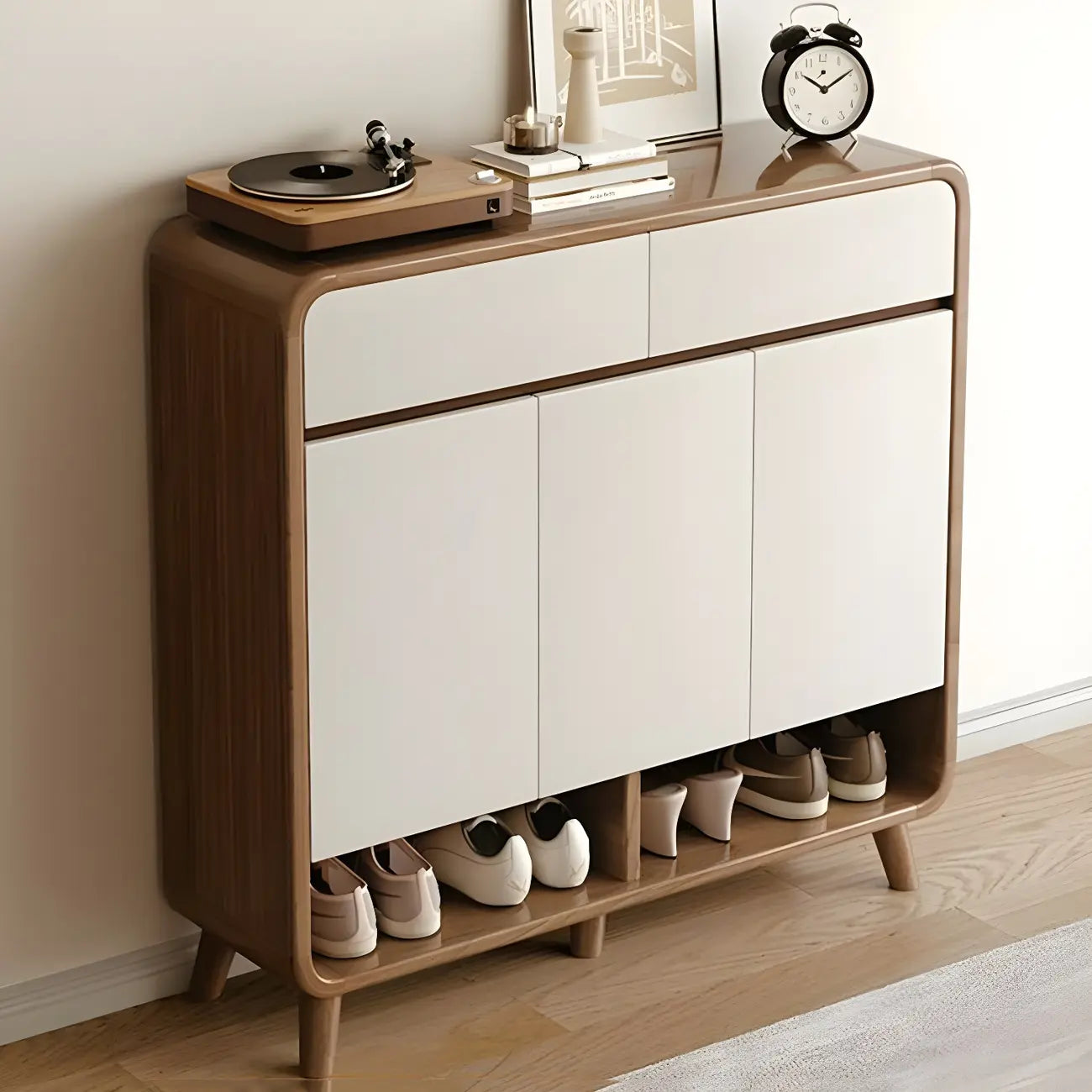 Modern Wood Hallway Medium Shoe Storage Cabinet
