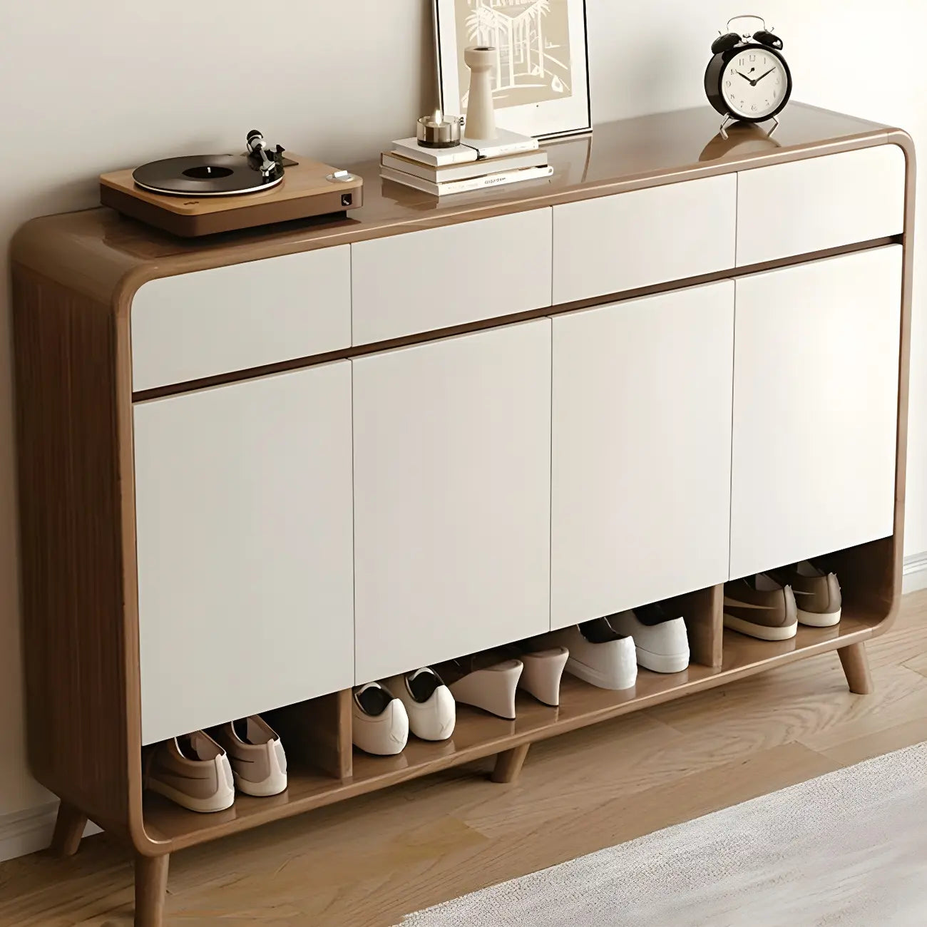Modern Wood Hallway Medium Shoe Storage Cabinet