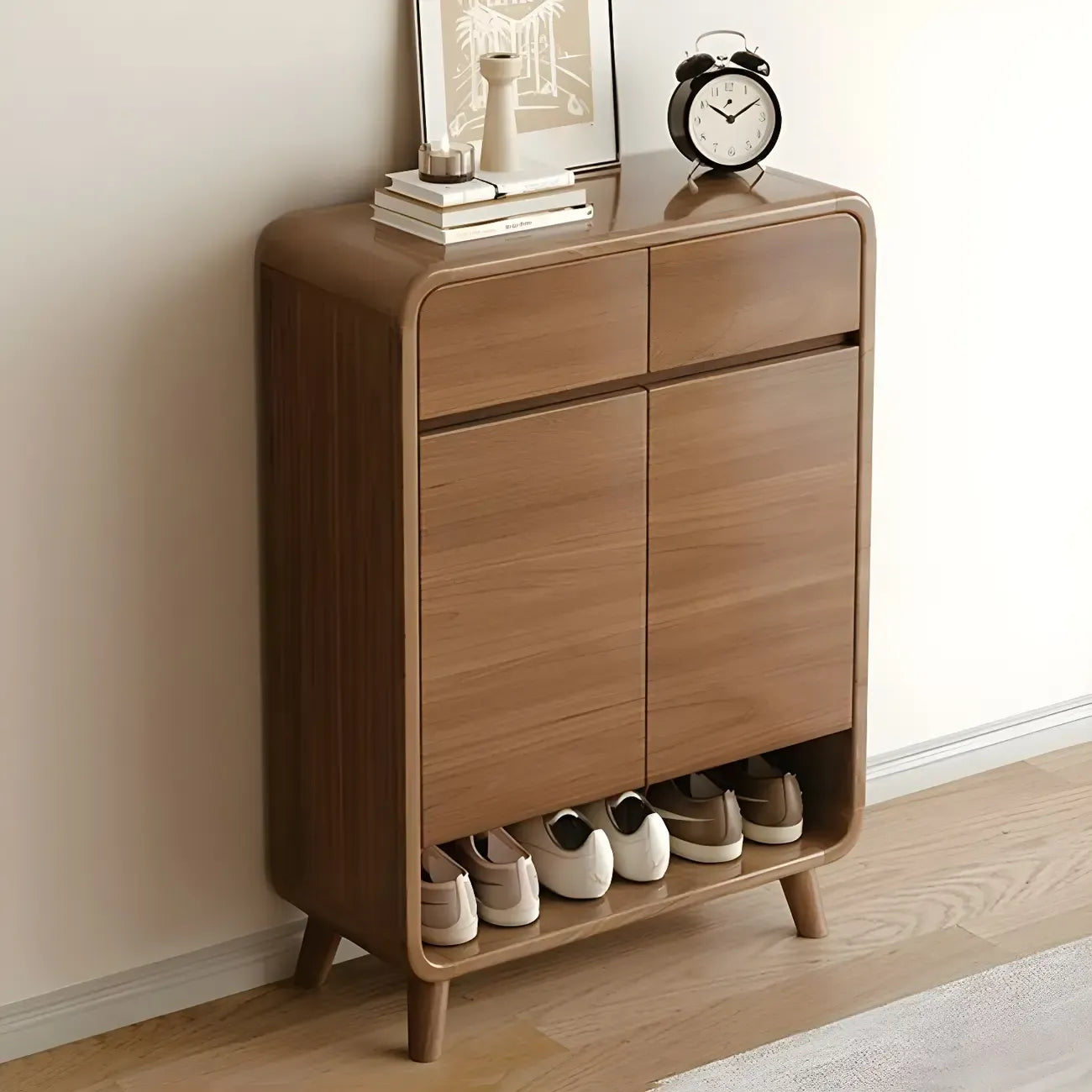 Modern Wood Hallway Medium Shoe Storage Cabinet