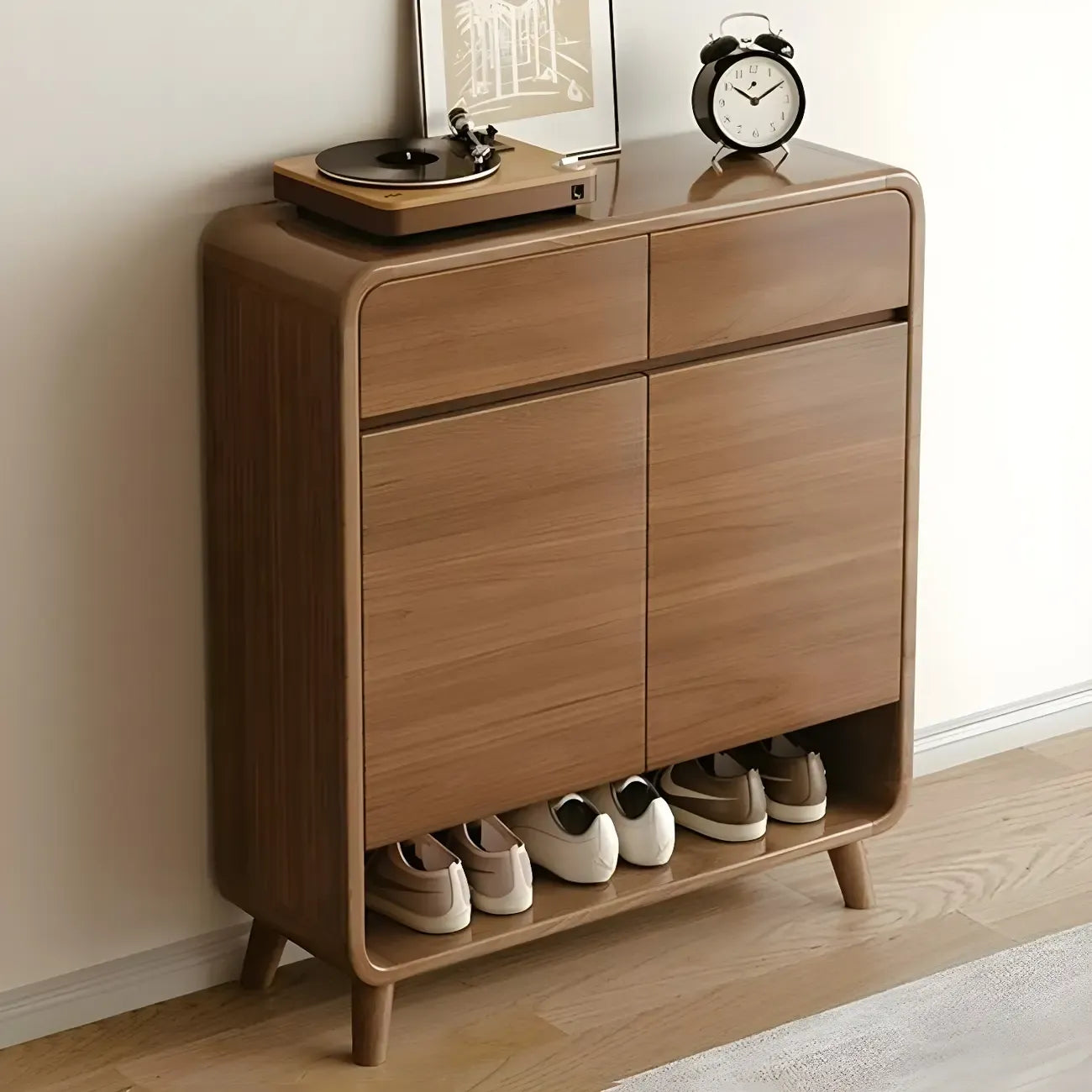 Modern Wood Hallway Medium Shoe Storage Cabinet