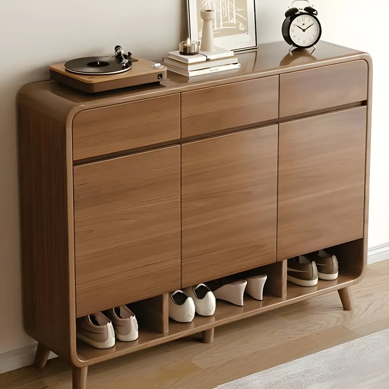Modern Wood Hallway Medium Shoe Storage Cabinet