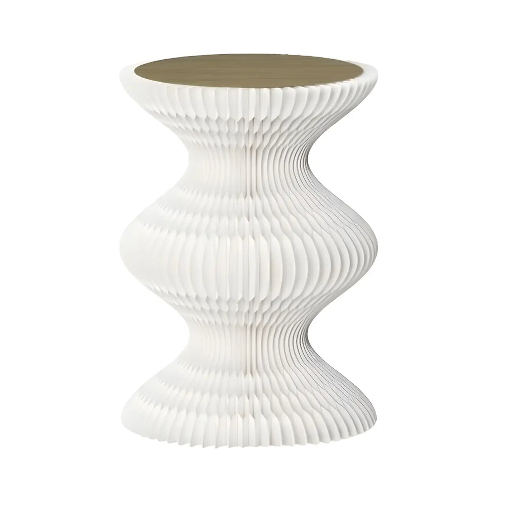 Round Metal Foldable End Table with Pedestal Base