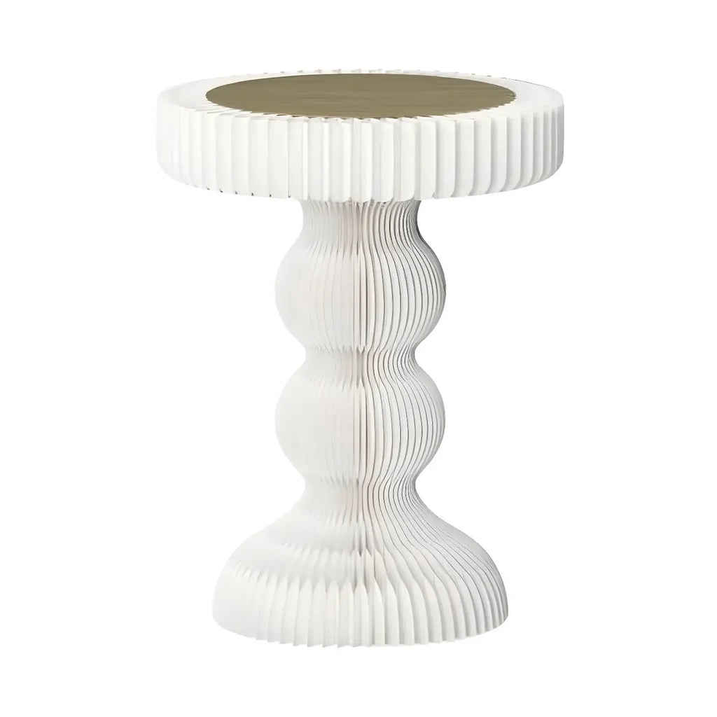 Round Metal Foldable End Table with Pedestal Base