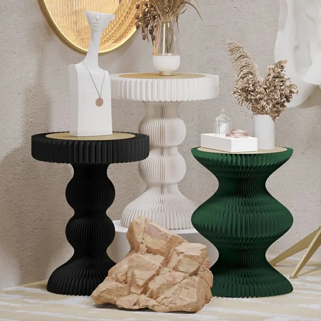 Round Metal Foldable End Table with Pedestal Base