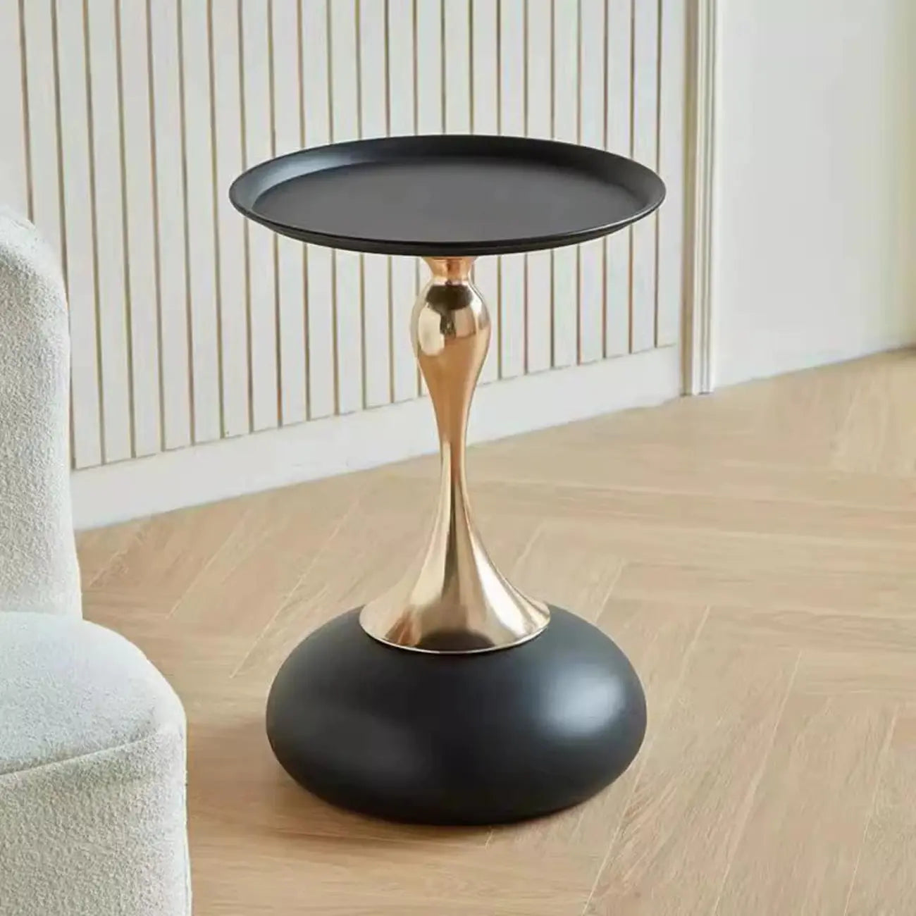 Elegant Black Stainless Steel Round Side Table