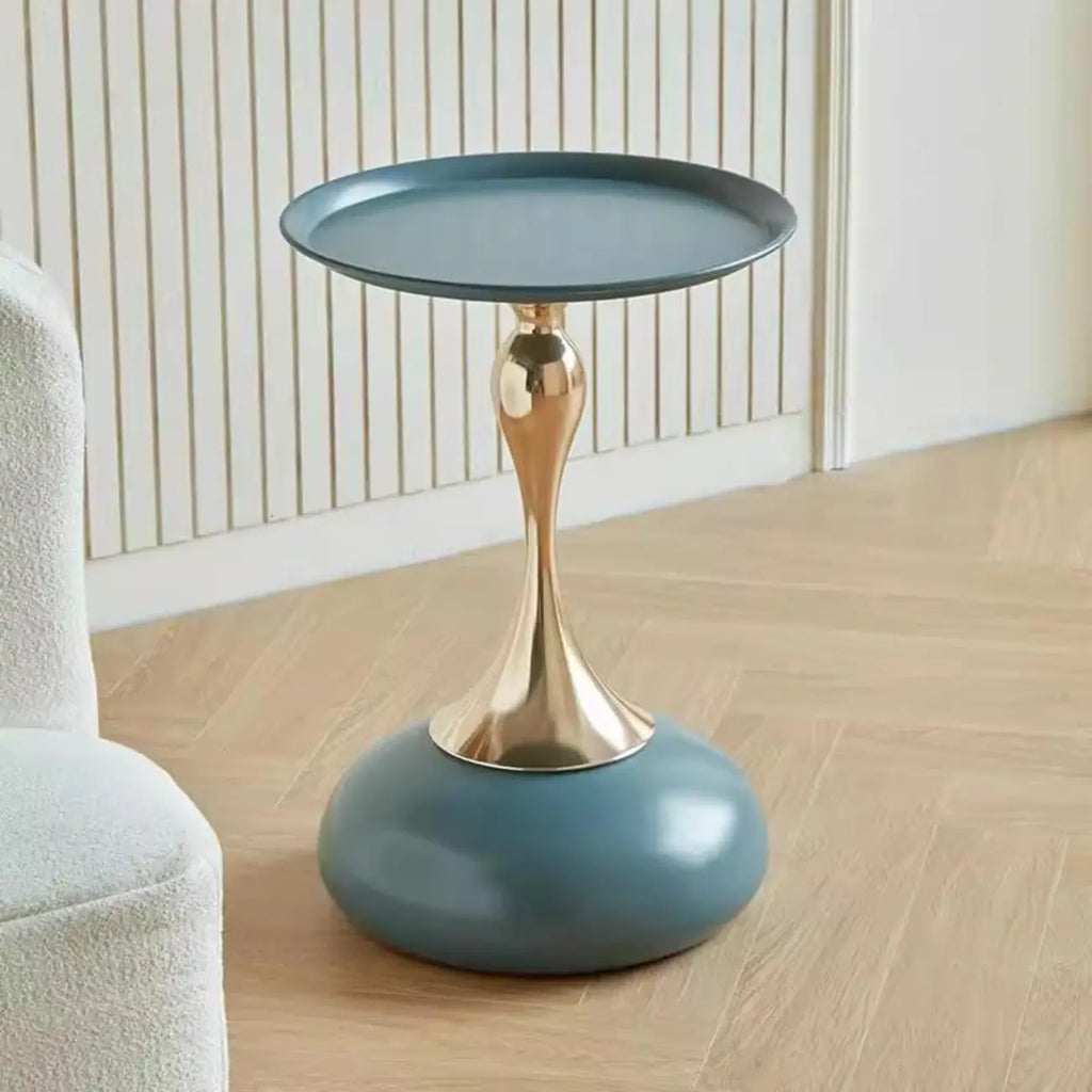 Elegant Black Stainless Steel Round Side Table
