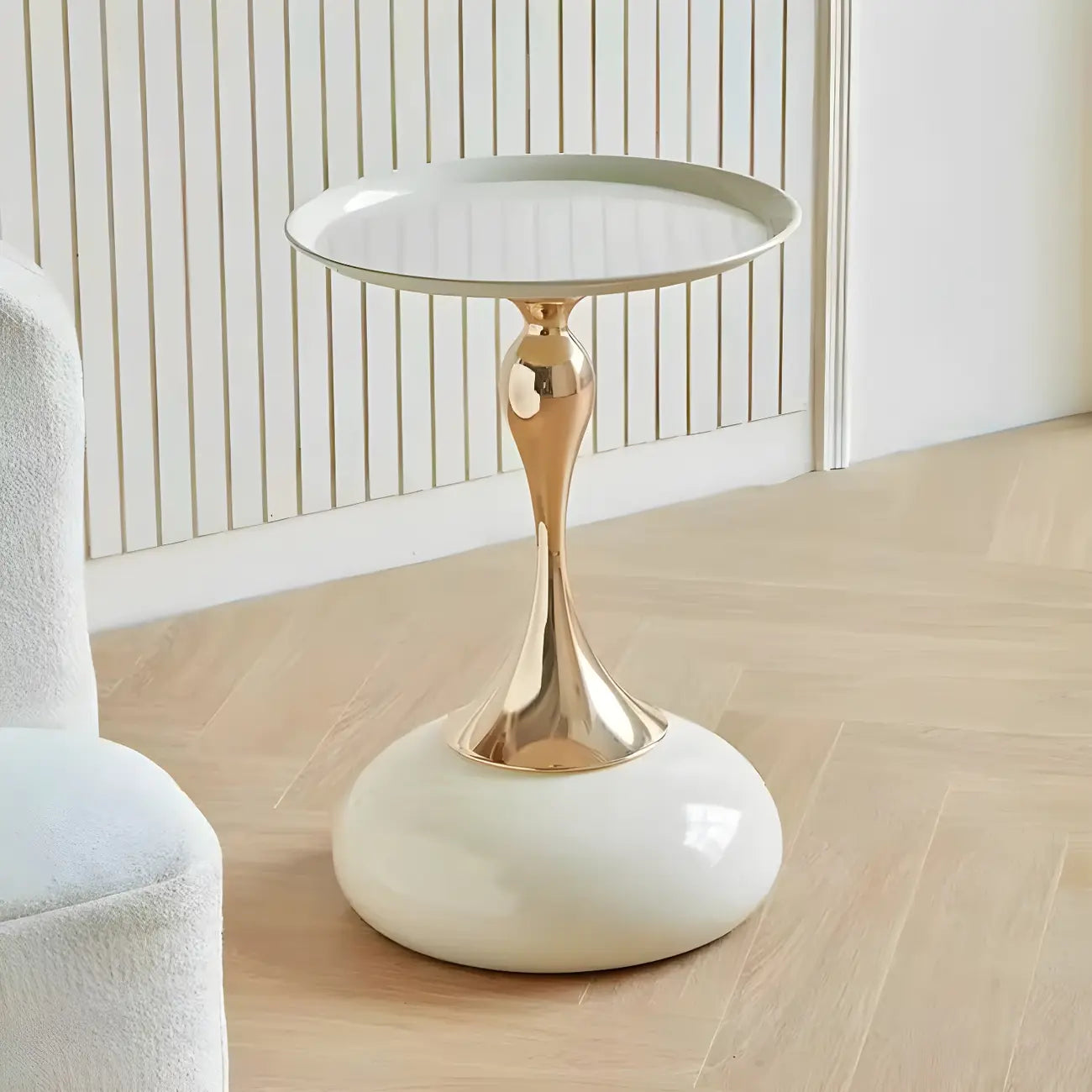 Elegant Black Stainless Steel Round Side Table