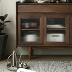 Modern Dark Brown Pine Wood Sideboard with Drawers