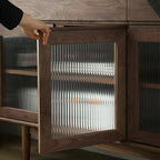 Modern Dark Brown Pine Wood Sideboard with Drawers