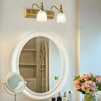 Elegant White Floral Shade Modern Gold Vanity Light for Bathroom