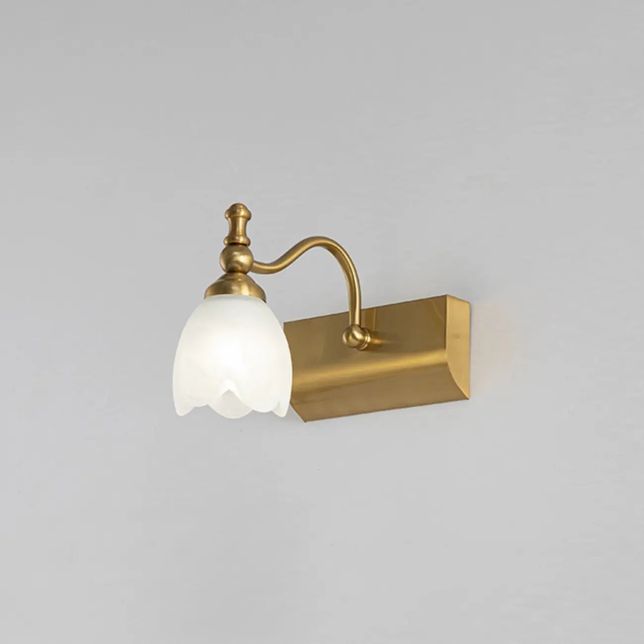 Elegant White Floral Shade Modern Gold Vanity Light for Bathroom
