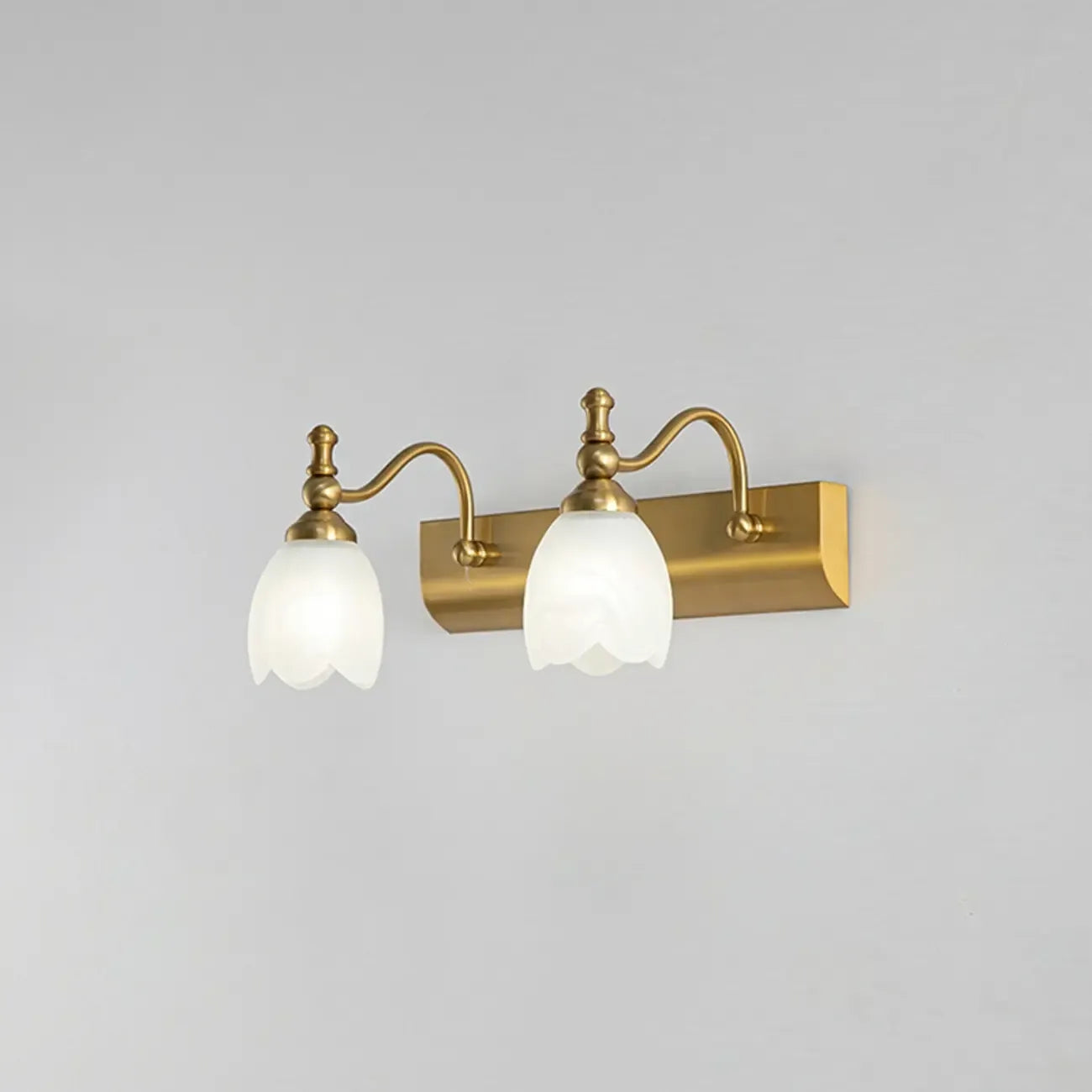 Elegant White Floral Shade Modern Gold Vanity Light for Bathroom