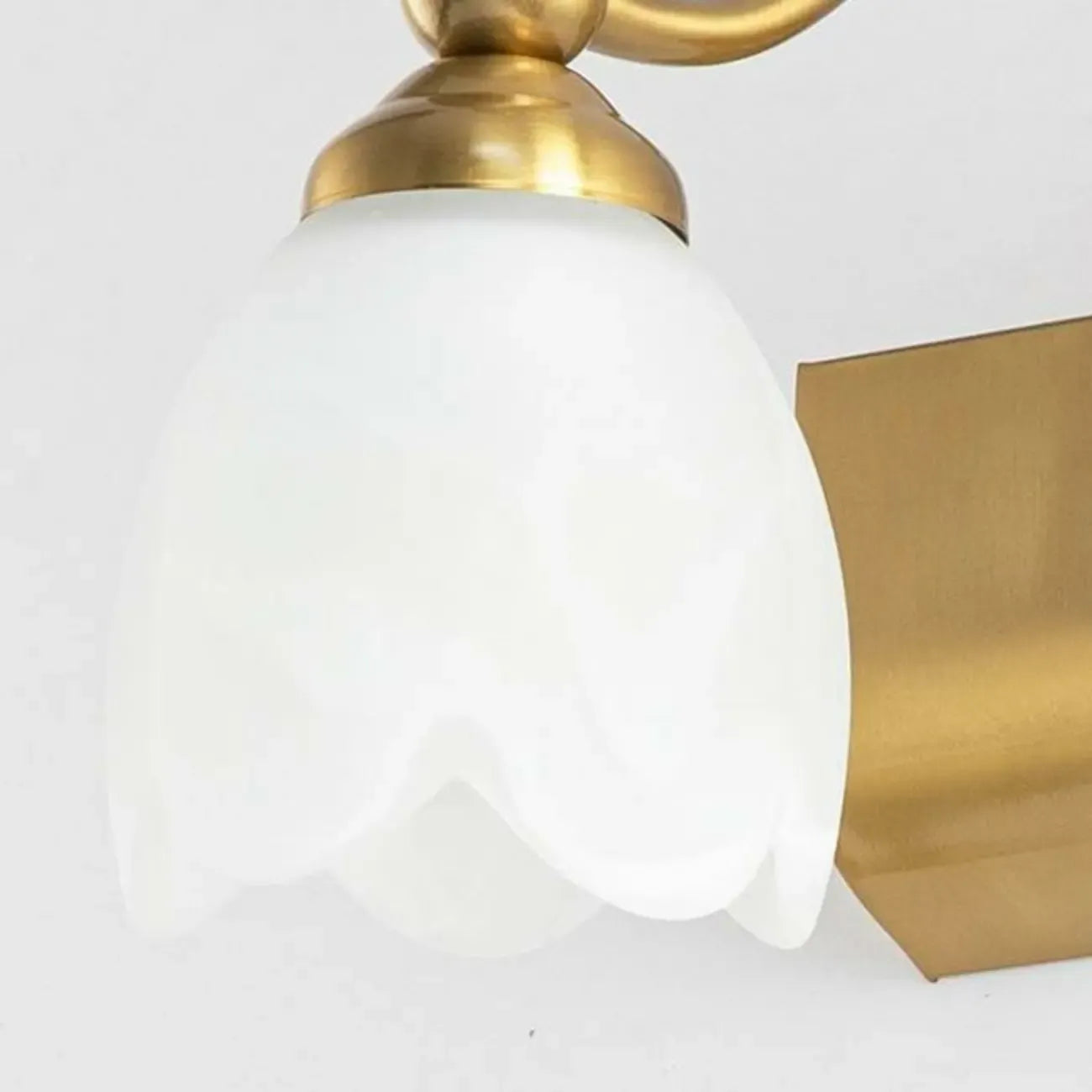 Elegant White Floral Shade Modern Gold Vanity Light for Bathroom
