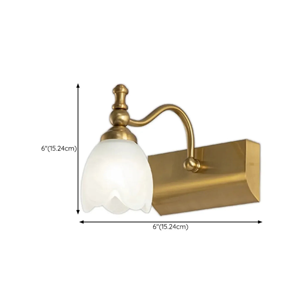 Elegant White Floral Shade Modern Gold Vanity Light for Bathroom