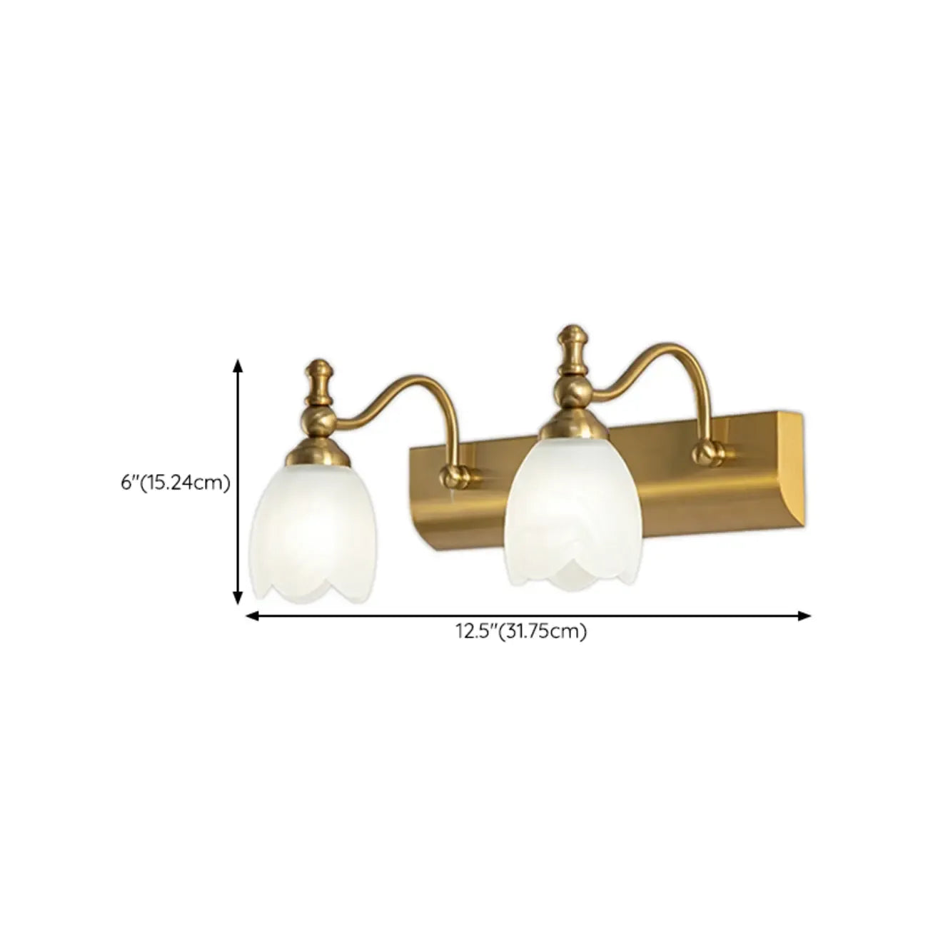 Elegant White Floral Shade Modern Gold Vanity Light for Bathroom