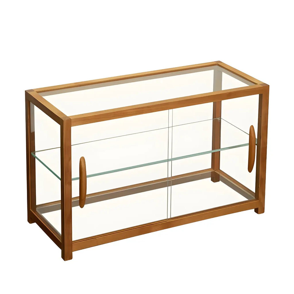 Elegant Wooden Table Top Curio Cabinet with Sliding Doors