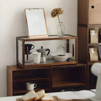 Elegant Wooden Table Top Curio Cabinet with Sliding Doors