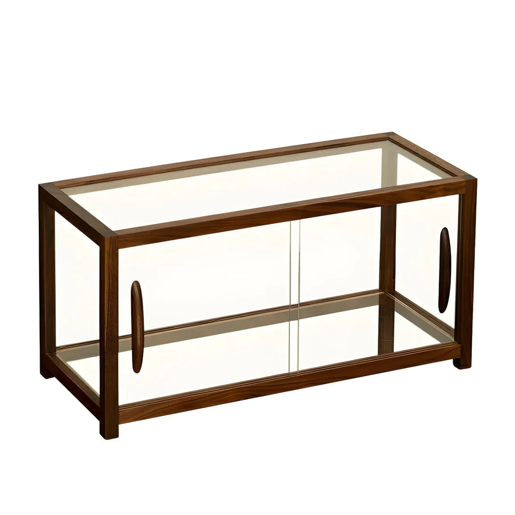 Elegant Wooden Table Top Curio Cabinet with Sliding Doors