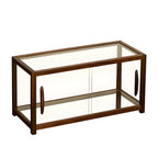 Elegant Wooden Table Top Curio Cabinet with Sliding Doors