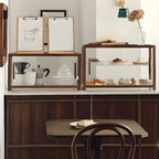 Elegant Wooden Table Top Curio Cabinet with Sliding Doors