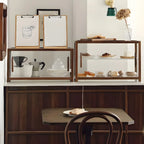 Elegant Wooden Table Top Curio Cabinet with Sliding Doors