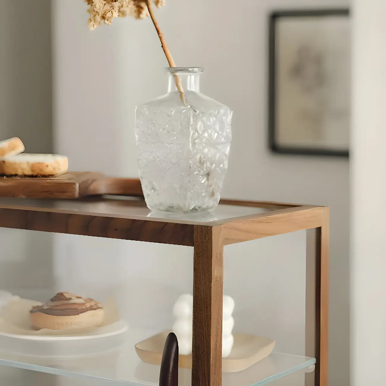 Elegant Wooden Table Top Curio Cabinet with Sliding Doors