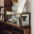 Elegant Wooden Table Top Curio Cabinet with Sliding Doors