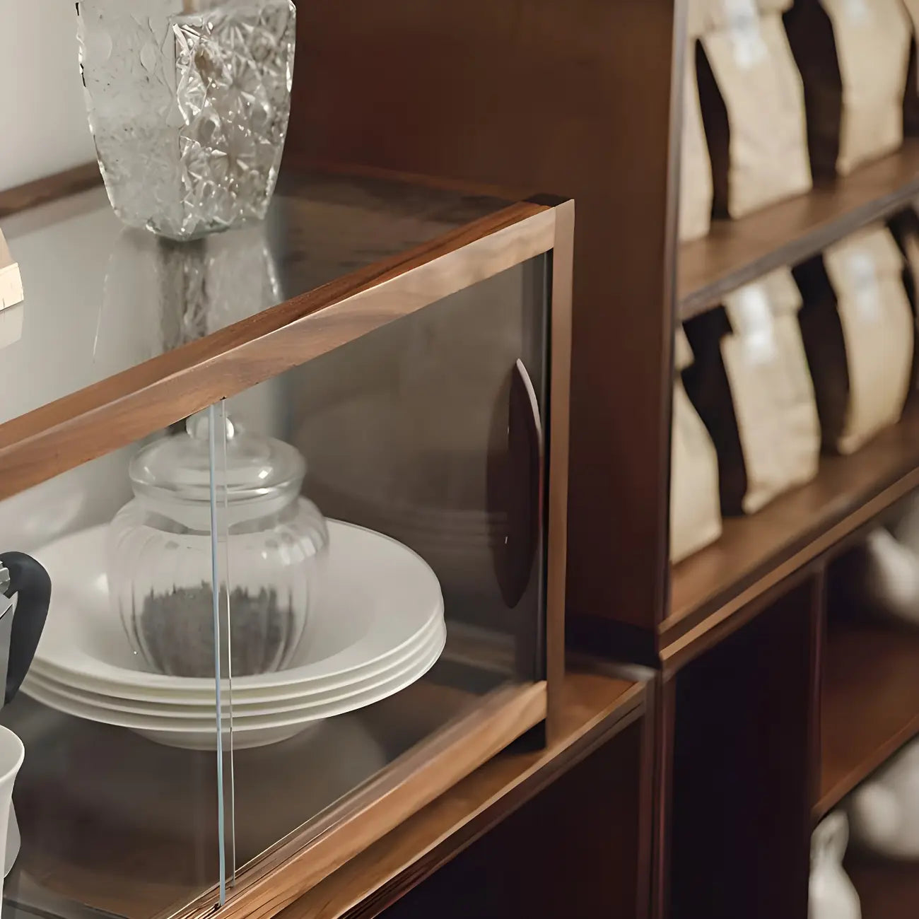 Elegant Wooden Table Top Curio Cabinet with Sliding Doors