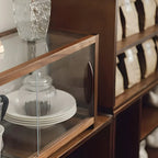 Elegant Wooden Table Top Curio Cabinet with Sliding Doors