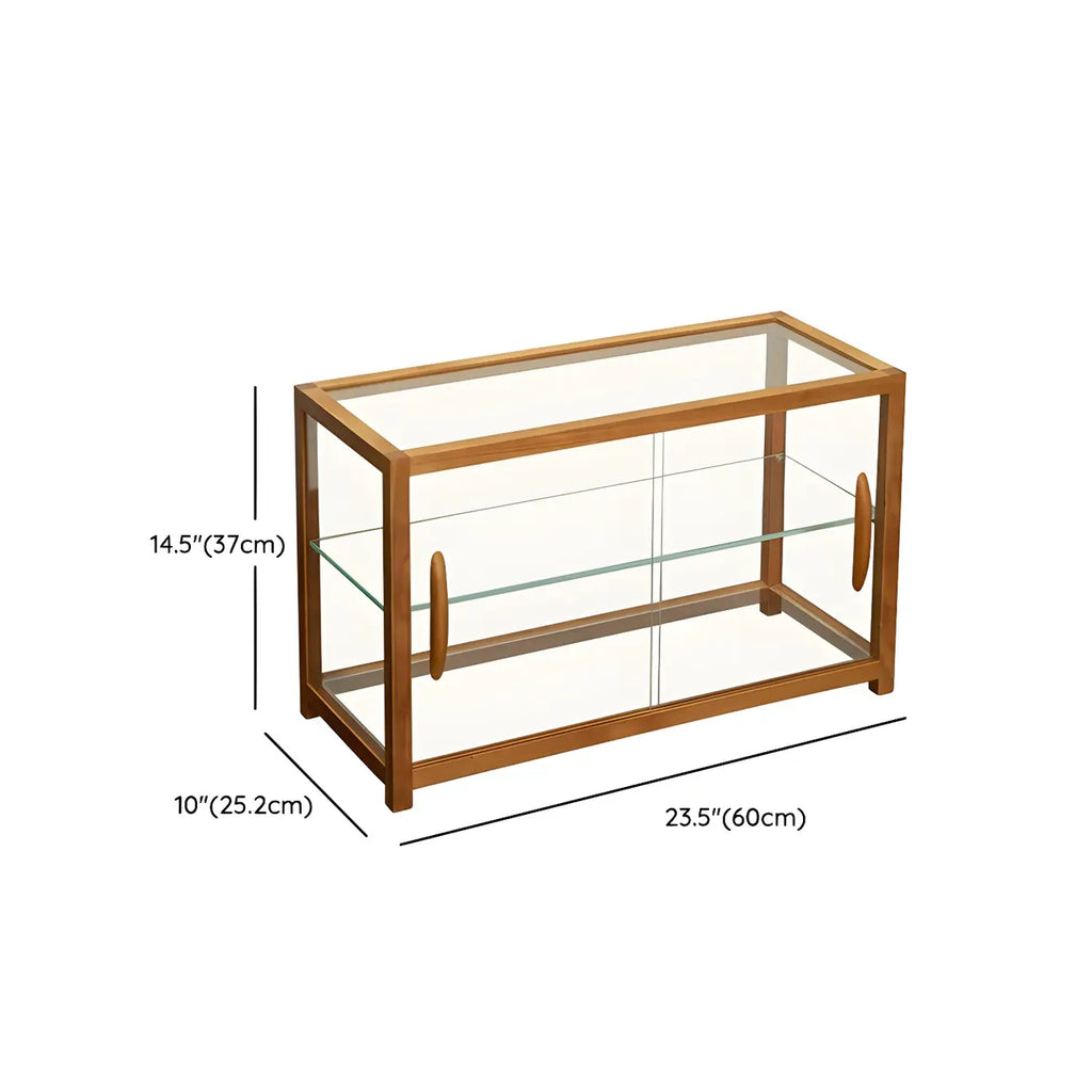 Elegant Wooden Table Top Curio Cabinet with Sliding Doors