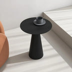 Minimalist Black Iron Round Metal End Table for Living Room