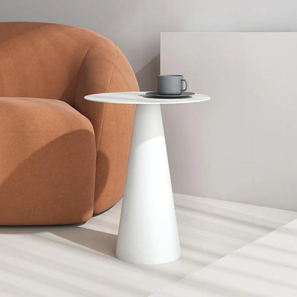 Minimalist Black Iron Round Metal End Table for Living Room